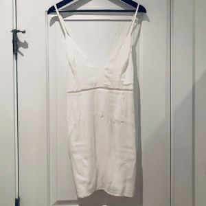 White bodycon linen dress